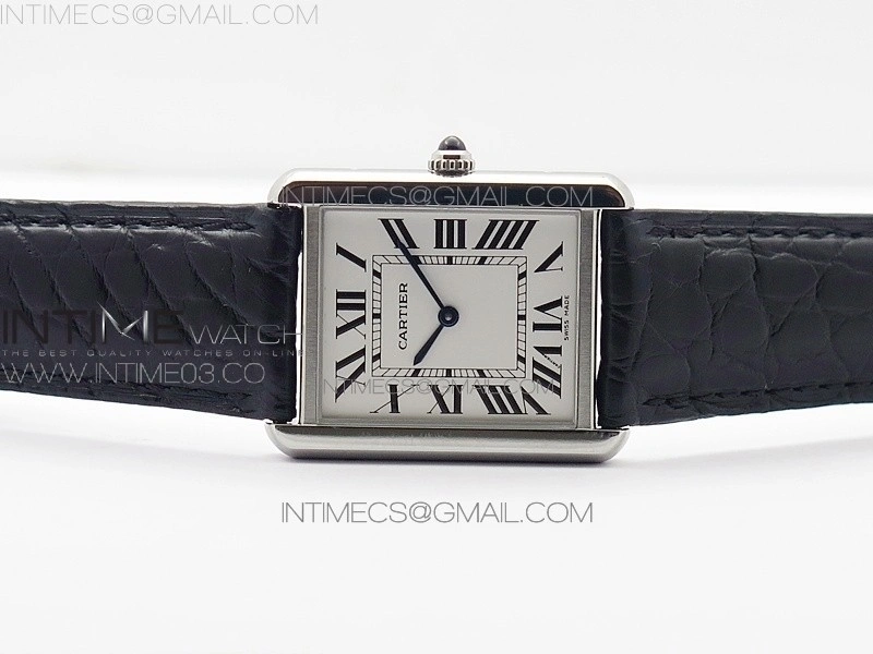 Tank Solo Ladies 28mm SS AF 1:1 Best Edition White Dial on Black Leather Strap Ronda Quartz