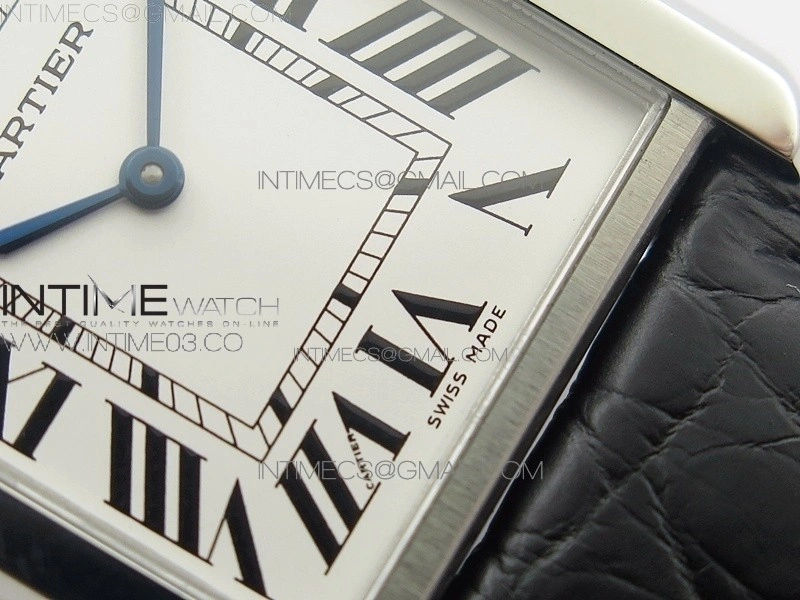 Tank Solo Ladies 28mm SS AF 1:1 Best Edition White Dial on Black Leather Strap Ronda Quartz