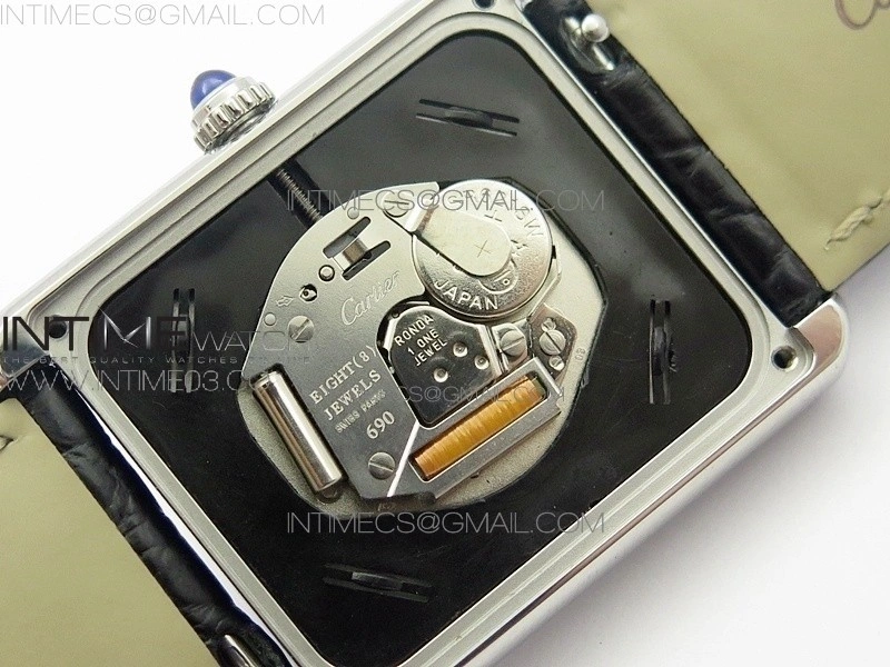 Tank Solo Ladies 28mm SS AF 1:1 Best Edition White Dial on Black Leather Strap Ronda Quartz