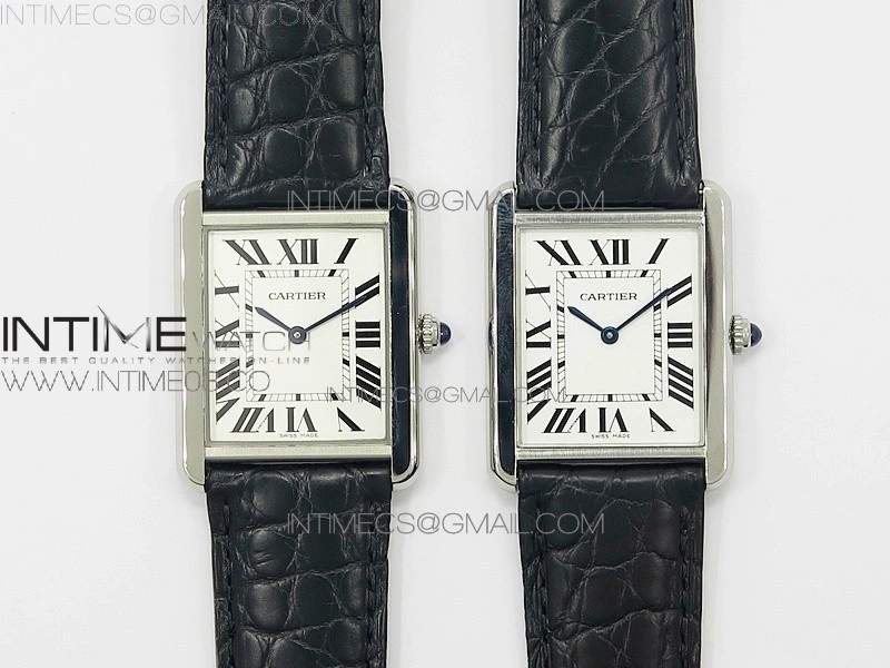 Tank Solo Ladies 28mm SS AF 1:1 Best Edition White Dial on Black Leather Strap Ronda Quartz