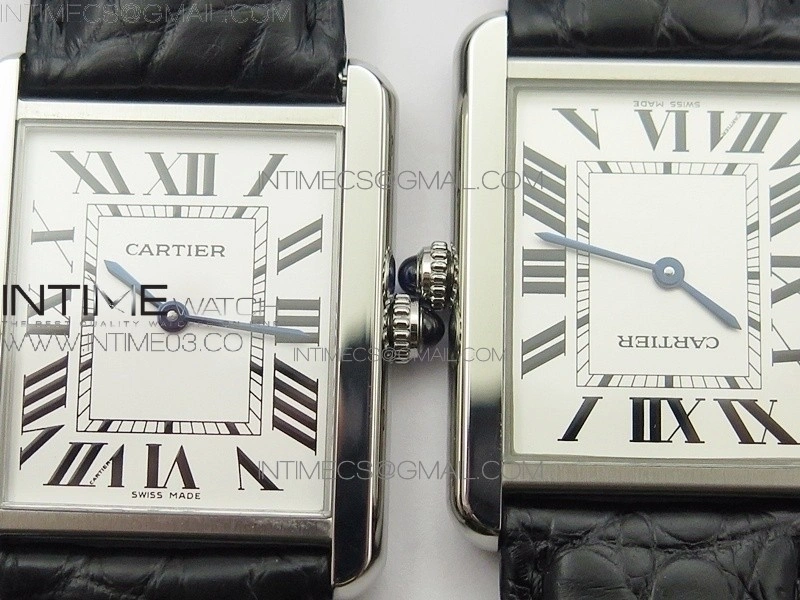 Tank Solo Ladies 28mm SS AF 1:1 Best Edition White Dial on Black Leather Strap Ronda Quartz