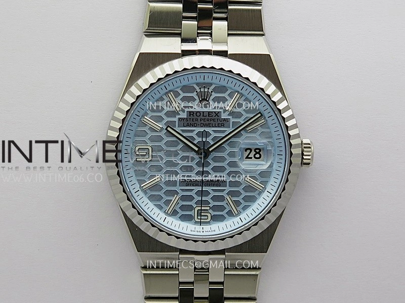 Land Dweller 127336 Gain Weight SS B Factory Ice Blue Dial On SS Bracelet A7135