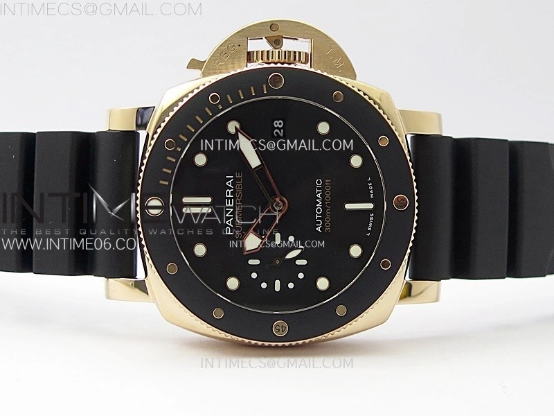 PAM2164 Luminor Submersible 42mm RG VSF 1:1 Best Edition on Black Rubber Strap Asian P900