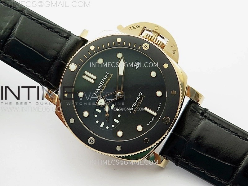 PAM974 Luminor Submersible RG VSF 1:1 Best Edition on Black Leather Strap OP XXXIV Clone