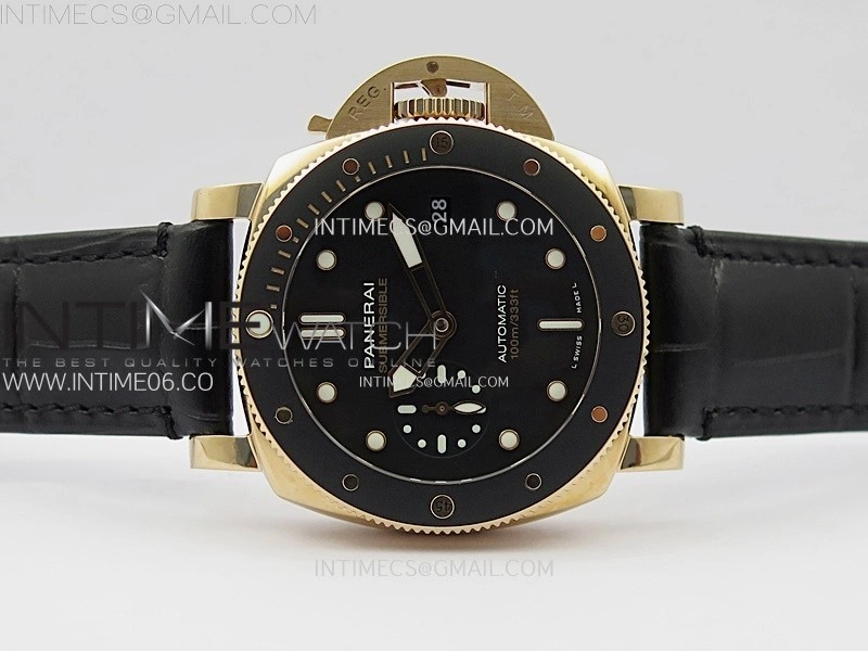 PAM974 Luminor Submersible RG VSF 1:1 Best Edition on Black Leather Strap OP XXXIV Clone