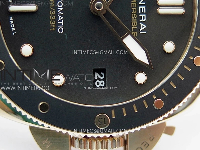 PAM974 Luminor Submersible RG VSF 1:1 Best Edition on Black Leather Strap OP XXXIV Clone