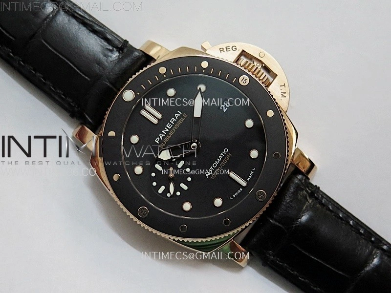 PAM974 Luminor Submersible RG VSF 1:1 Best Edition on Black Leather Strap OP XXXIV Clone