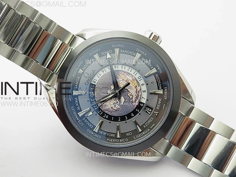 Aqua Terra 150M 43mm 24 Black Ceramic Bezel N1F 1:1 Best Edition Gray Dial on SS Bracelet A8938