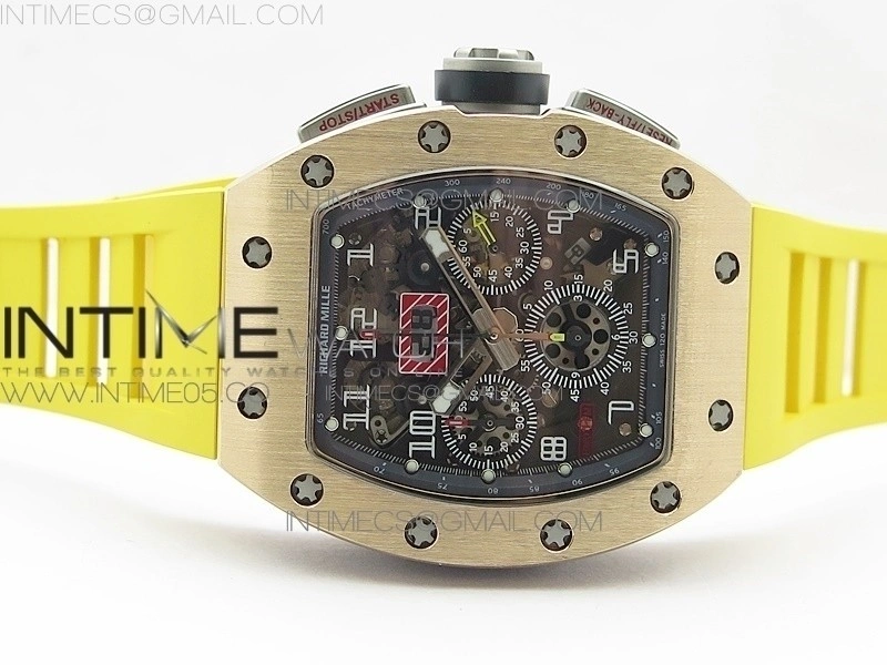 RM11-01 RG KVF 1:1 Best Edition Crystal Skeleton Dial on Yellow Rubber Strap A7750