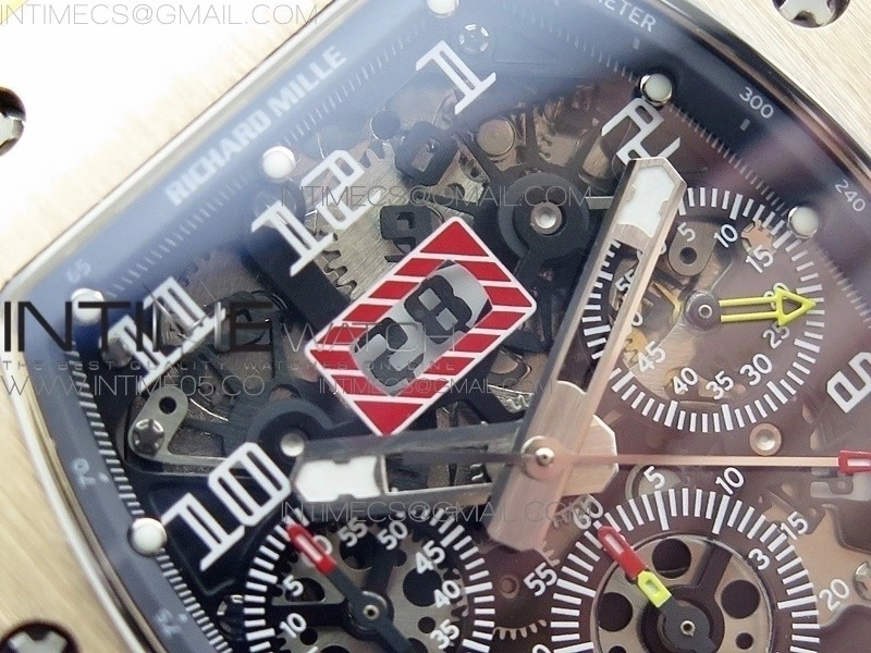 RM11-01 RG KVF 1:1 Best Edition Crystal Skeleton Dial on Yellow Rubber Strap A7750