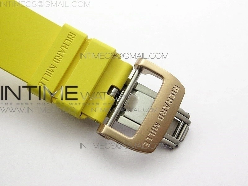 RM11-01 RG KVF 1:1 Best Edition Crystal Skeleton Dial on Yellow Rubber Strap A7750