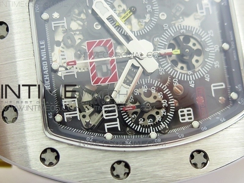 RM11-03 SS KVF 1:1 Best Edition Crystal Skeleton Dial on Yellow Rubber Strap A7750