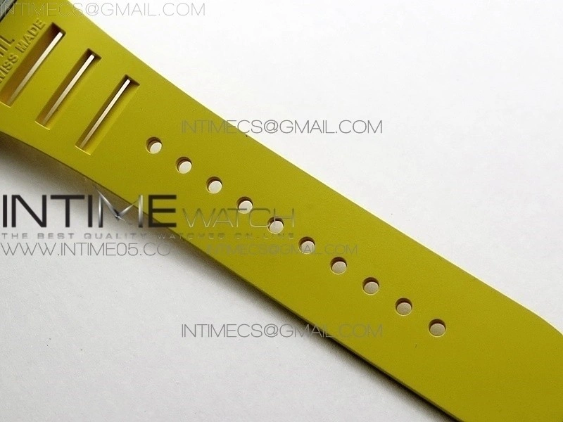 RM11-03 SS KVF 1:1 Best Edition Crystal Skeleton Dial on Yellow Rubber Strap A7750