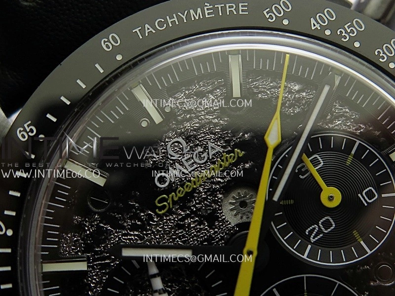 Speedmaster 44mm Ceramic SMF 1:1 Best Edition Black Skeleton Dial Yellow Hands On Black Leather Strap A3869