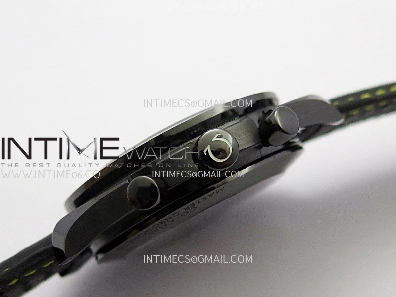 Speedmaster 44mm Ceramic SMF 1:1 Best Edition Black Skeleton Dial Yellow Hands On Black Leather Strap A3869