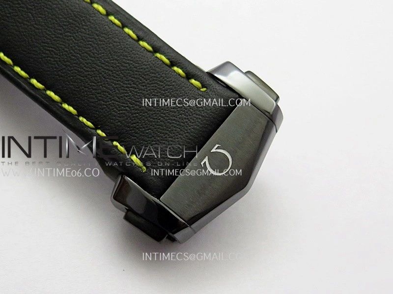 Speedmaster 44mm Ceramic SMF 1:1 Best Edition Black Skeleton Dial Yellow Hands On Black Leather Strap A3869