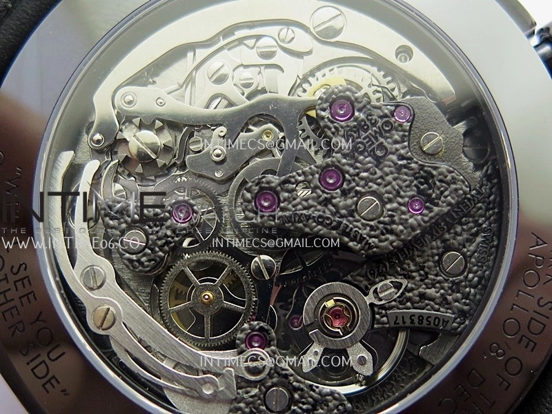 Speedmaster 44mm Ceramic SMF 1:1 Best Edition Black Skeleton Dial Yellow Hands On Black Leather Strap A3869