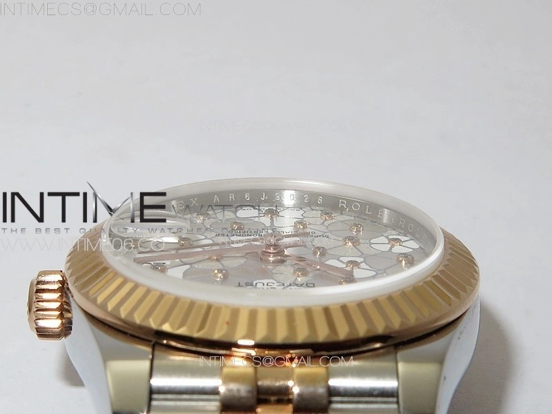 DateJust 31mm 278274 904L SS RG GMF Best Edition Silver Flowers Crystals Dial on 904L SS RG Jubilee Bracelet A2824
