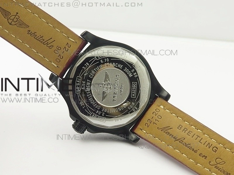 Avenger GMT DLC Black Stick Marker Textured Dial Black Inner bezel on Leather strap A2836