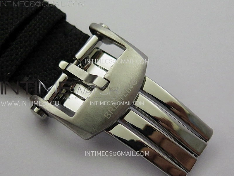 Avenger Chronometer 42mm GMT Red Second Hand SS BLSF 1:1 Best Version Black Dial On Black Nylon Strap A2836