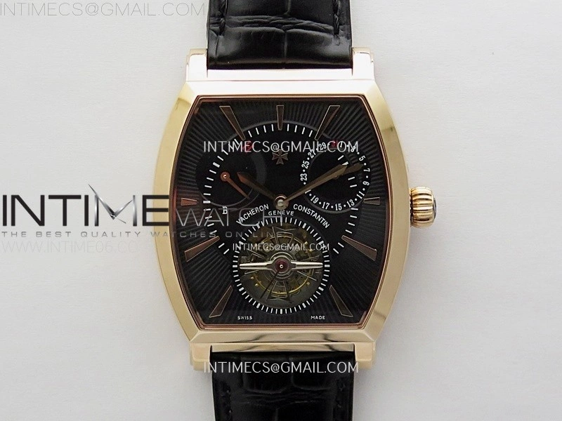Malte Tourbillon RG AXF Best Edition Black Dial on Black Leather Strap