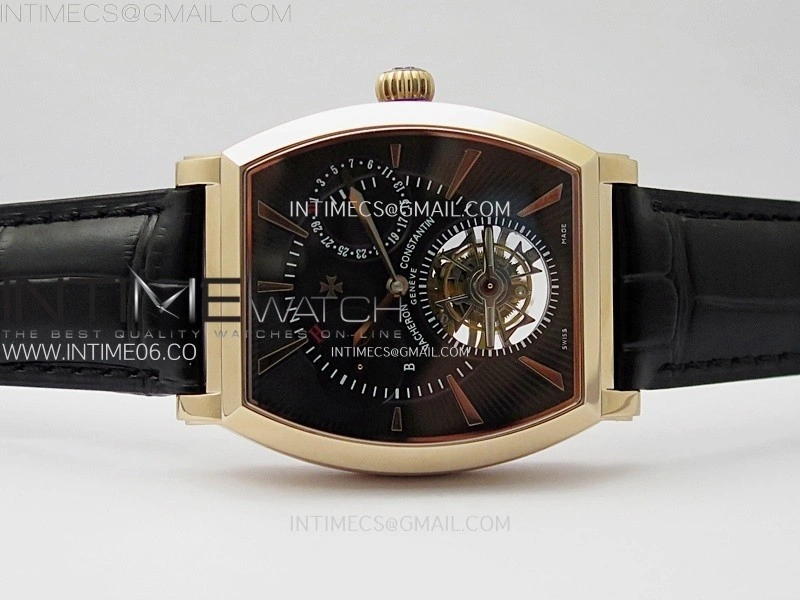 Malte Tourbillon RG AXF Best Edition Black Dial on Black Leather Strap