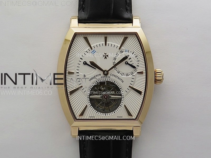 Malte Tourbillon RG AXF Best Edition White Dial on Black Leather Strap