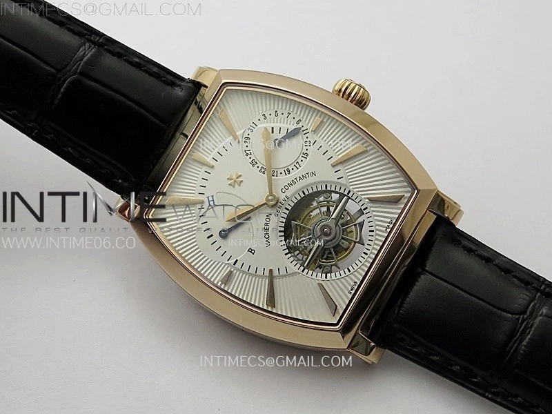 Malte Tourbillon RG AXF Best Edition White Dial on Black Leather Strap