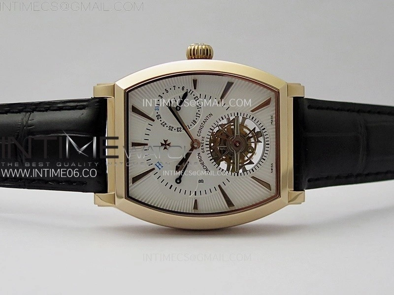 Malte Tourbillon RG AXF Best Edition White Dial on Black Leather Strap