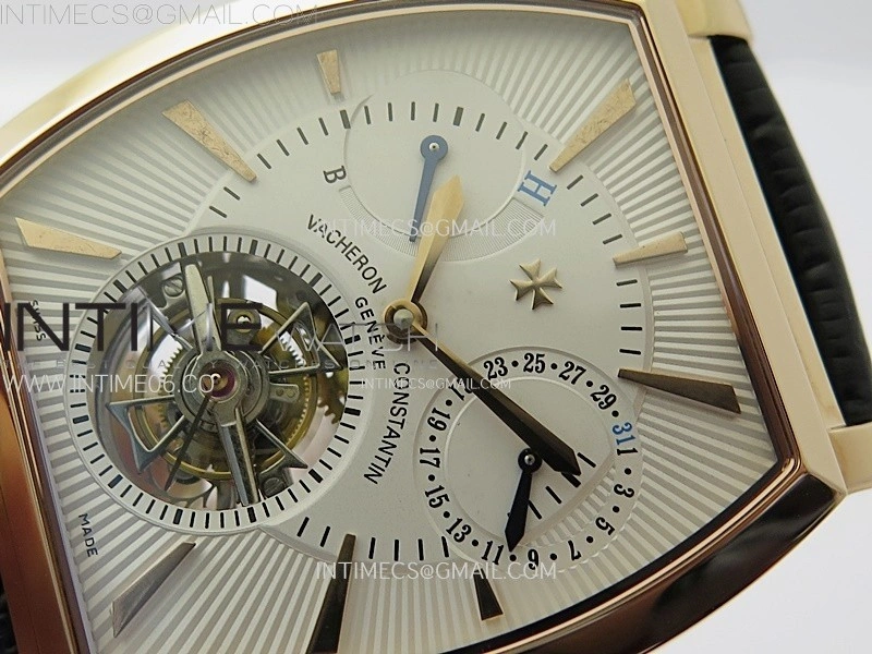 Malte Tourbillon RG AXF Best Edition White Dial on Black Leather Strap