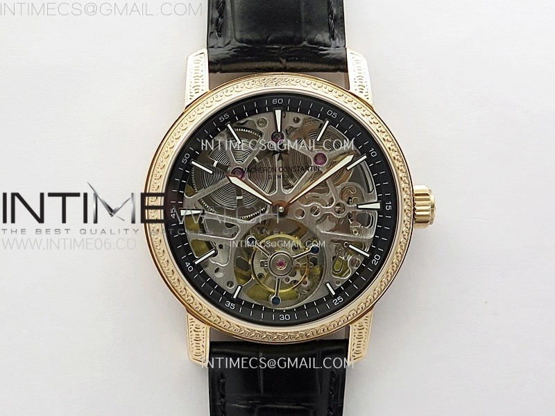 Malte Tourbillon RG AXF Skeleton Dial on Black Leather Strap