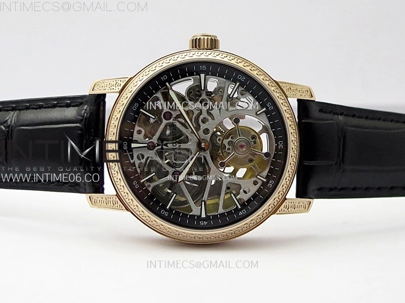 Malte Tourbillon RG AXF Skeleton Dial on Black Leather Strap