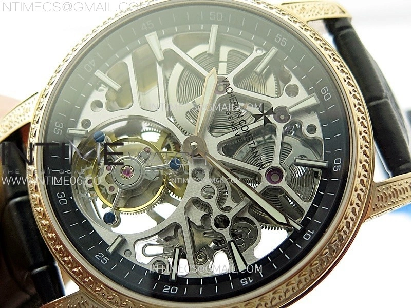 Malte Tourbillon RG AXF Skeleton Dial on Black Leather Strap