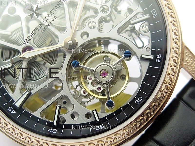 Malte Tourbillon RG AXF Skeleton Dial on Black Leather Strap