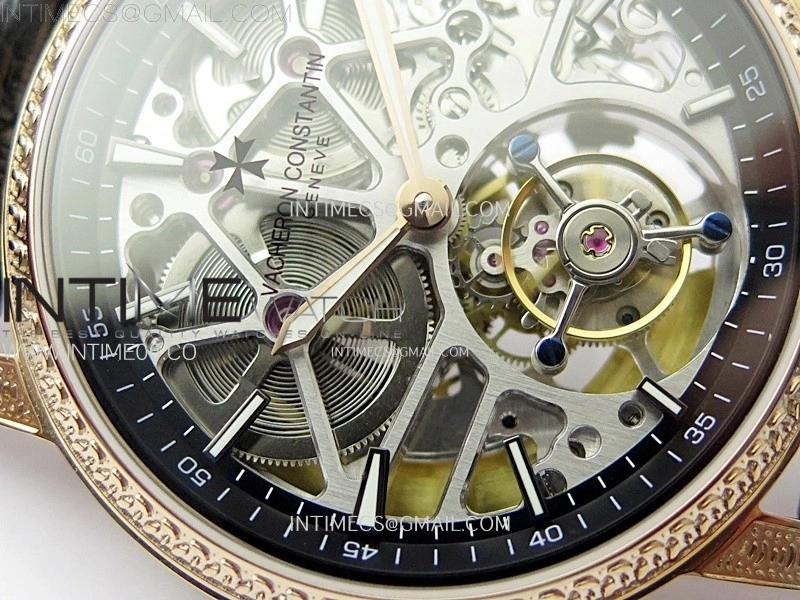 Malte Tourbillon RG AXF Skeleton Dial on Black Leather Strap
