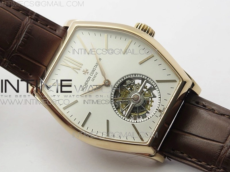 Malte Tourbillon RG VCR Best Edition White Dial on Brown Croco Leather Strap