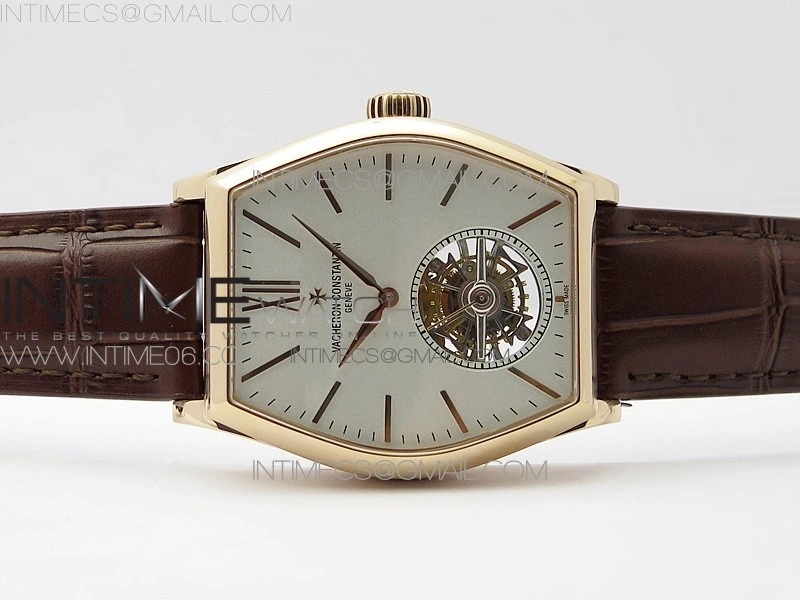 Malte Tourbillon RG VCR Best Edition White Dial on Brown Croco Leather Strap