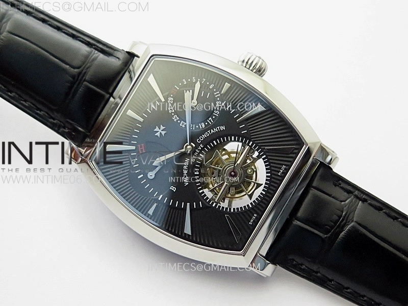 Malte Tourbillon SS AXF Best Edition Black Dial on Black Leather Strap
