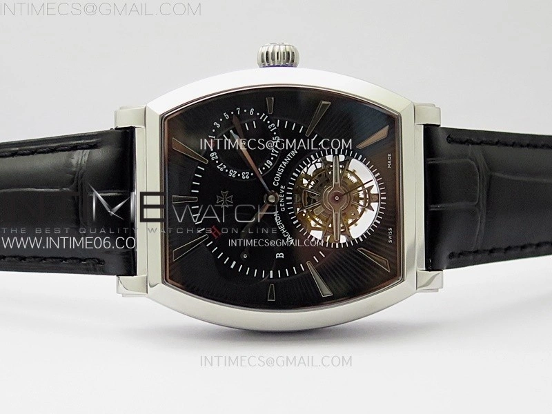 Malte Tourbillon SS AXF Best Edition Black Dial on Black Leather Strap