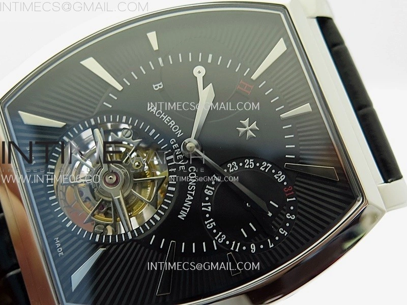 Malte Tourbillon SS AXF Best Edition Black Dial on Black Leather Strap