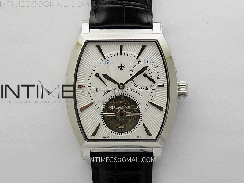 Malte Tourbillon SS AXF Best Edition White Dial on Black Leather Strap