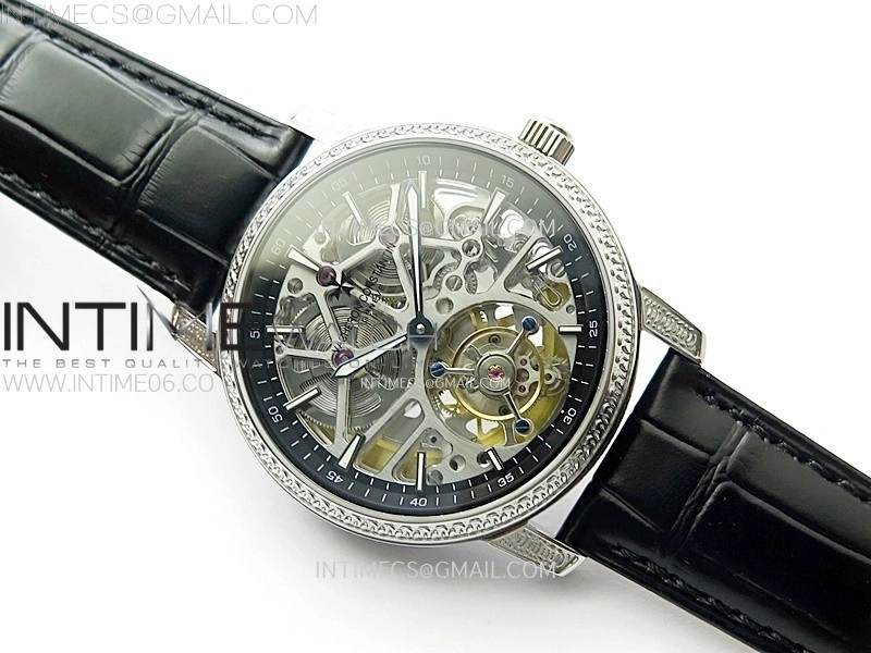 Malte Tourbillon SS AXF Skeleton Dial on Black Leather Strap