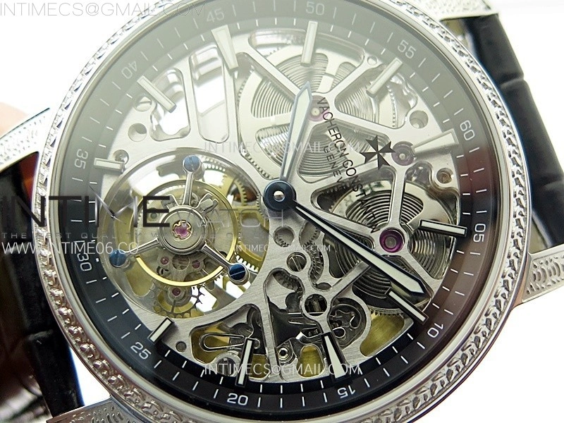 Malte Tourbillon SS AXF Skeleton Dial on Black Leather Strap
