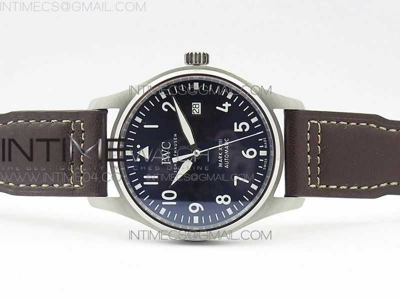 Mark XVIII IW327010 SS M+F 1:1 Best Edition Blue Dial on Brown Leather Strap A2892
