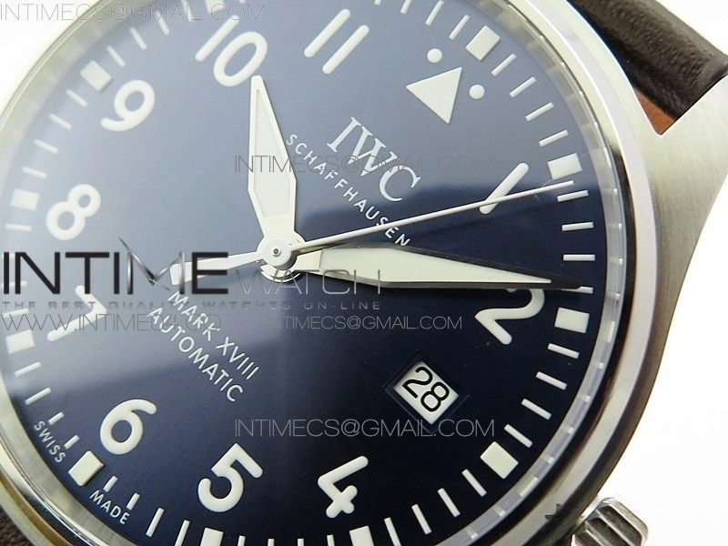 Mark XVIII IW327010 SS M+F 1:1 Best Edition Blue Dial on Brown Leather Strap A2892