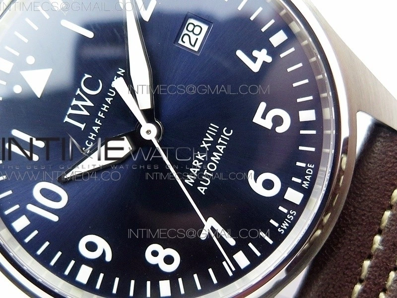 Mark XVIII IW327010 SS M+F 1:1 Best Edition Blue Dial on Brown Leather Strap A2892