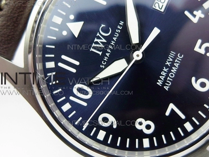 Mark XVIII IW327010 SS M+F 1:1 Best Edition Blue Dial on Brown Leather Strap A2892