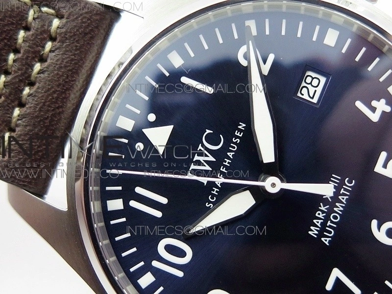 Mark XVIII IW327010 SS M+F 1:1 Best Edition Blue Dial on Brown Leather Strap A2892