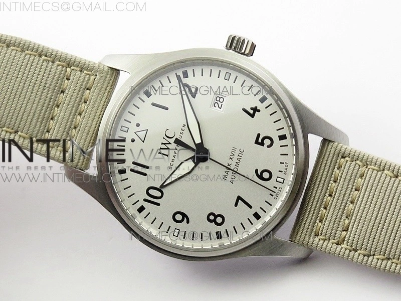 Mark XVIII IW327012 SS M+F 1:1 Best Edition White Dial on White Nylon Strap A2892