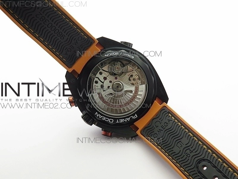 Planet Ocean Master Chronometer Chrono DLC OM 1:1 Best Edition Black Dial on Nylon Strap A9900